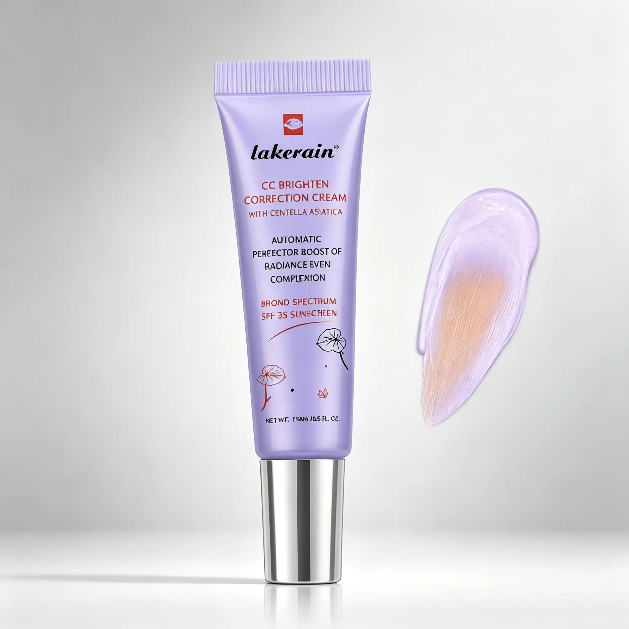 Longlasting Centella Asiatica CC Cream, CC Corrector, Hydrating Makeup Primer, Waterproof Foundation, Medium Coverage, Flawless Skin Finish, Brightens & Evens Skin Tone, Lightweight Non-Sticky, Travel-Sized for Trips & Vacations, Cosmetic Product