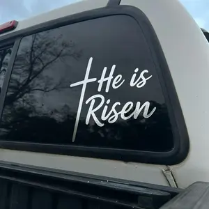 He is Risen Decal - Car Window Sticker with Cross Design for Easter Decorations