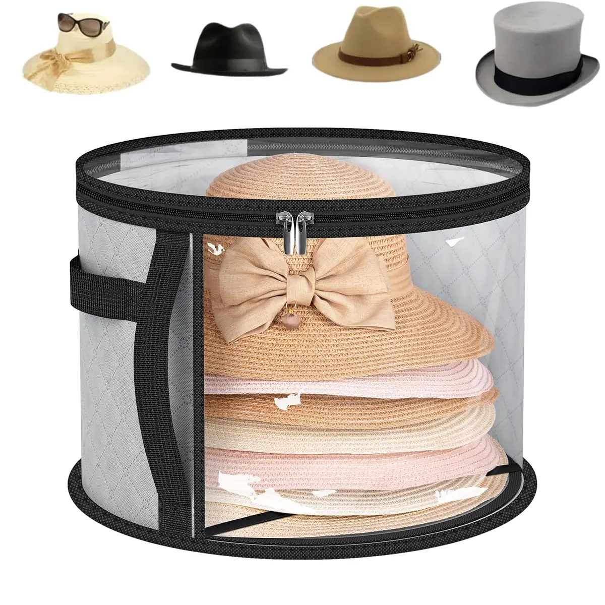 Oversized Clear Hat Storage Bag, Holds up to 7 Caps Cowboy Hat Organizer for Closet, Wide Brims Hat Case with Carrying Handles