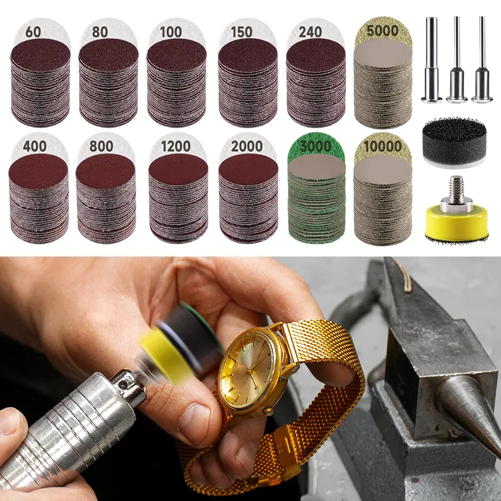 360PCS 1 Inch Sanding Disc Set, Hook and Loop 60 to 10000 Grit Wet Dry Sandpaper Micro Sand Paper with 1/8" 1/4" Shank, Backing Pad, Foam Pads for Auto Metal Glass Resin Wood Polishing Sanding