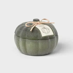 2-Wick Pumpkin Glass Candle with Pumpkin Woods Scent 5oz - Ornaments, Decor Fragrance Autumn Cozy