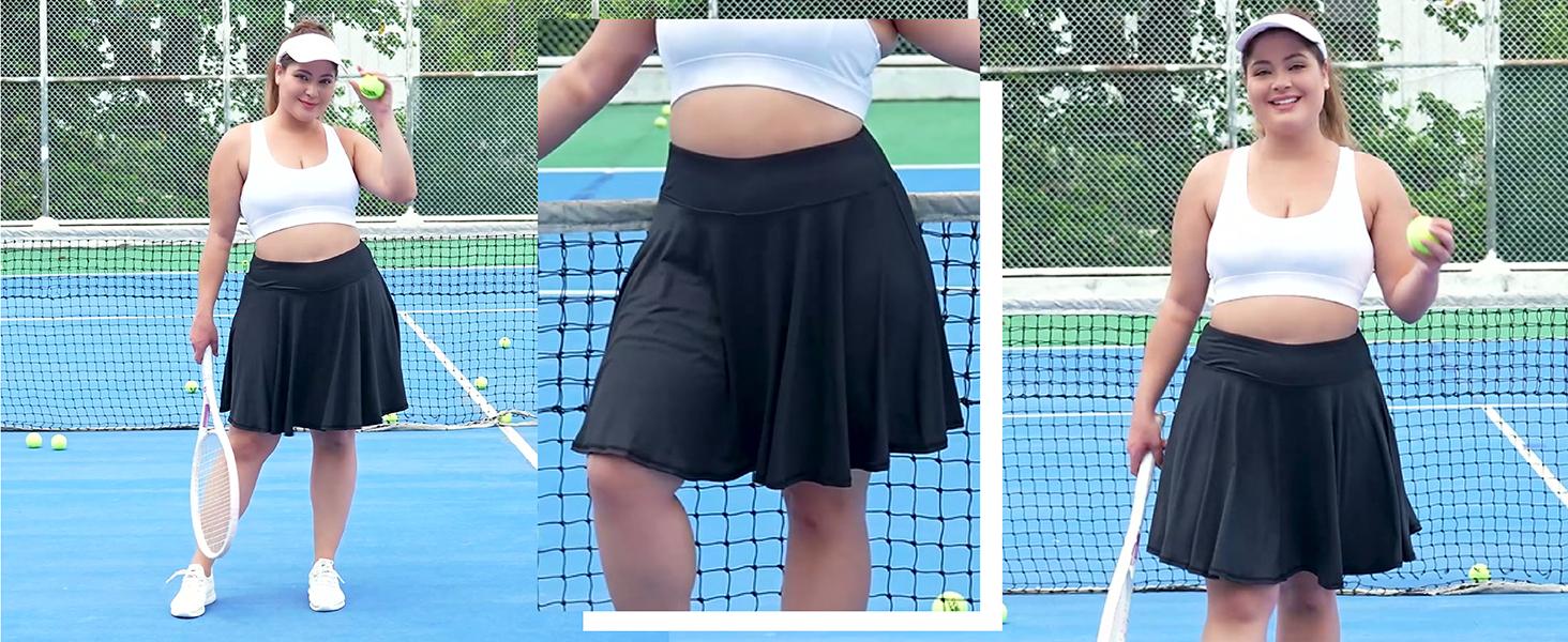 COOTRY Women's 【Plus Size】 Pleated Tennis Skirt with Shorts High Waisted Tummy Control Athletic Golf Skorts High Waisted Workout Skirts with 2 Pockets & Internal Drawcord | 2026 summer clothes | 2026 Spring Break Gift For Easter's Day Mother's Day tiktok