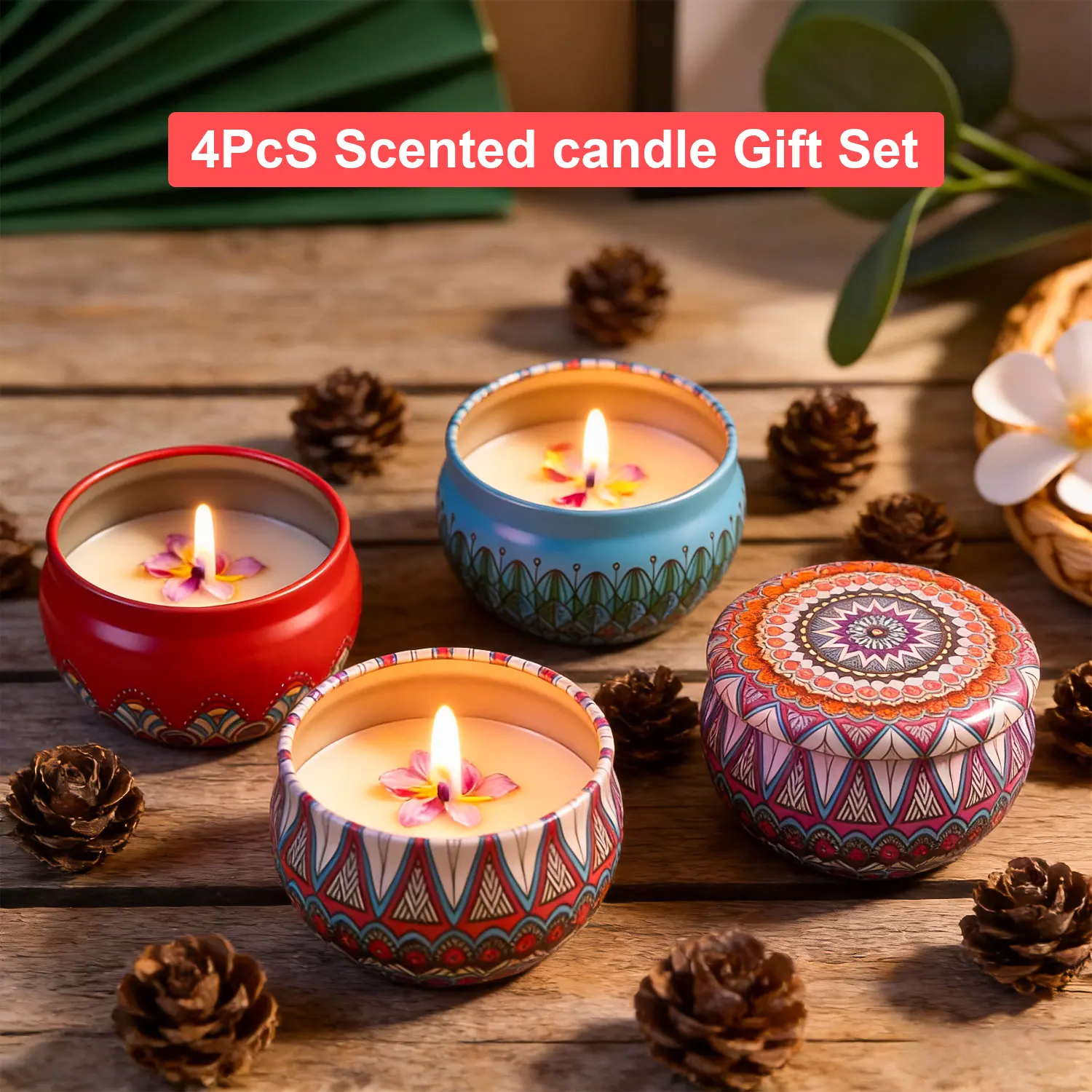 Non-Toxic Fragrance Household Candle Gift Set, 4-Pack with Scented Wicks & Classic Floral Scents (Lavender, Bluebell, Rose, Gardenia) – Sleep Aid for Cozy Room Decor, Ideal for Moms on Mother’s Day, Thanksgiving, Valentine’s Day