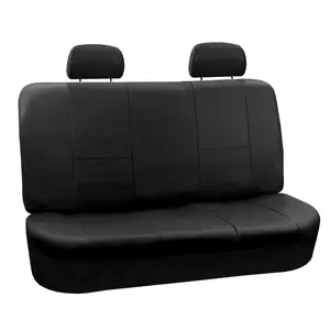 FH GROUP PU Leather Rear Car Seat Covers - Black Car Accessories with Hook Straps, Adjustable Fit, Easy-Clean Design, Heated Seats Compatibility, Leather Seats Cover