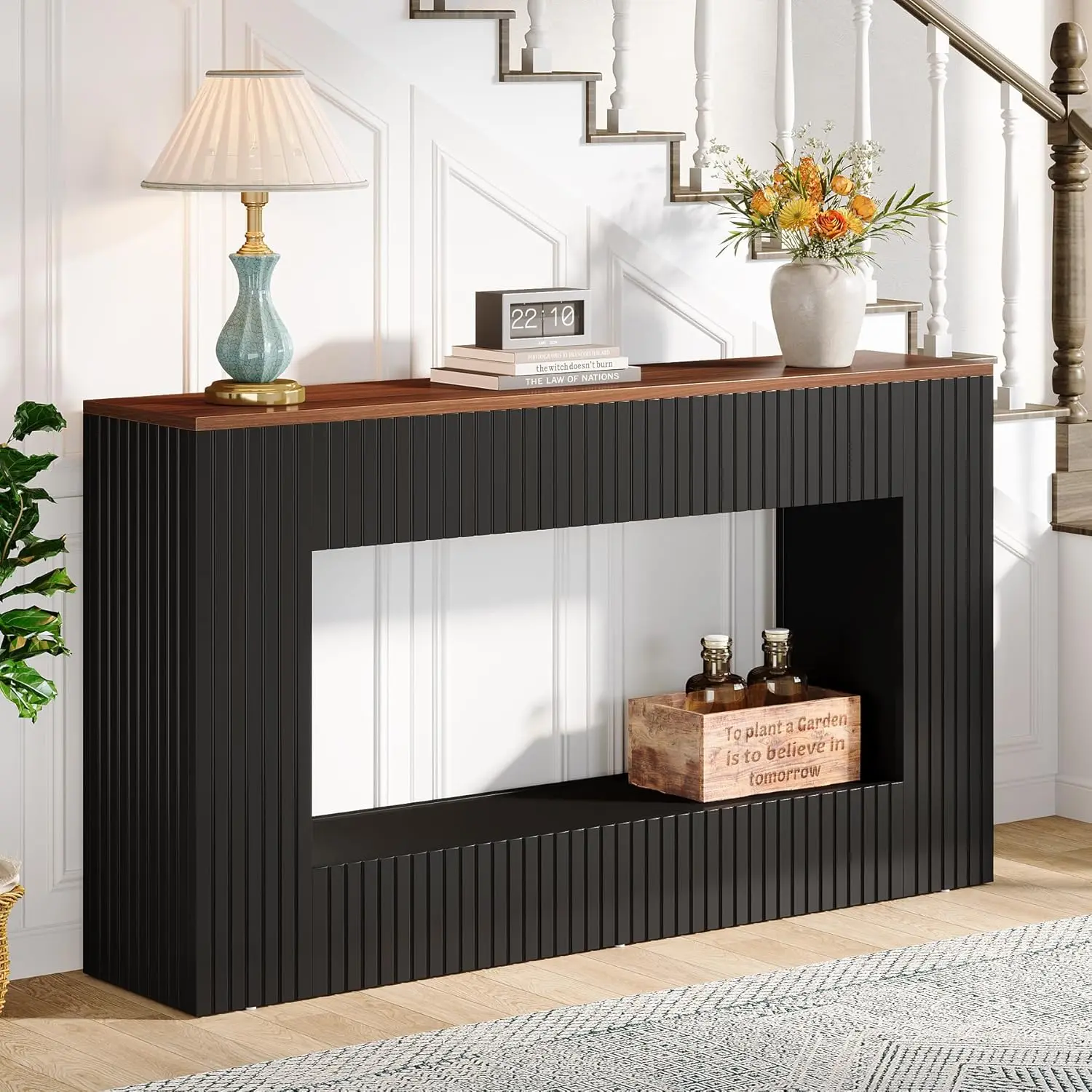 LITTLE TREE Modern Console Table, 55-Inch Wood Entryway Table with Storage, Narrow Long Sofa Table Behind Couch Table for Living Room, Foyer, Hallway