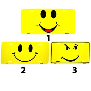 Smiley Emoji Happy Face Emoticon Metal Novelty Car License Plate Auto Tag