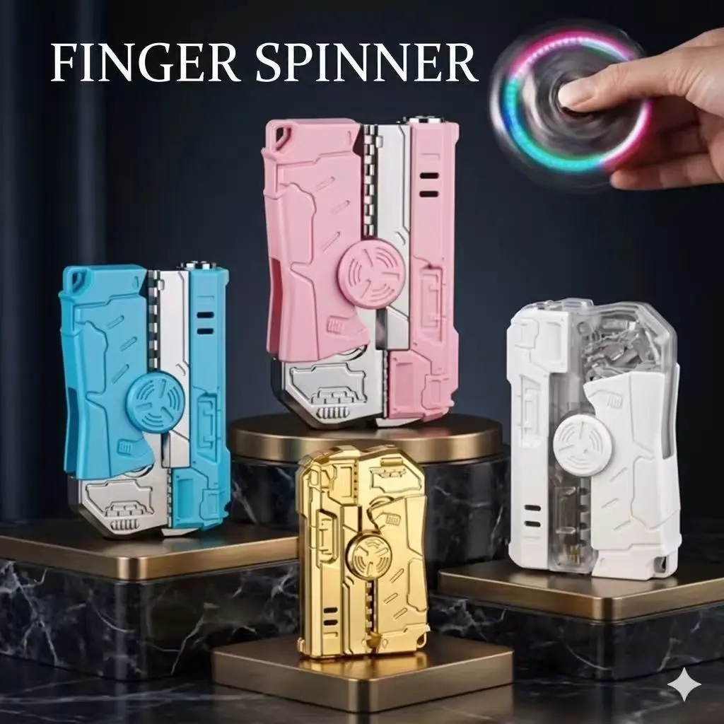 2-in-1 Metal Fidget Spinner with Lighter and LED Light, Gear-Style Sensory Gadget for Anxiety and Stress Relief, Comes in Gift Box, Sensory Fidget Relief, Work Fidget