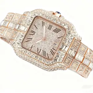 Luxury watch with C name, 18K gold.40mm square elegant dial with natural gemstones, suitable for both men and women to wear