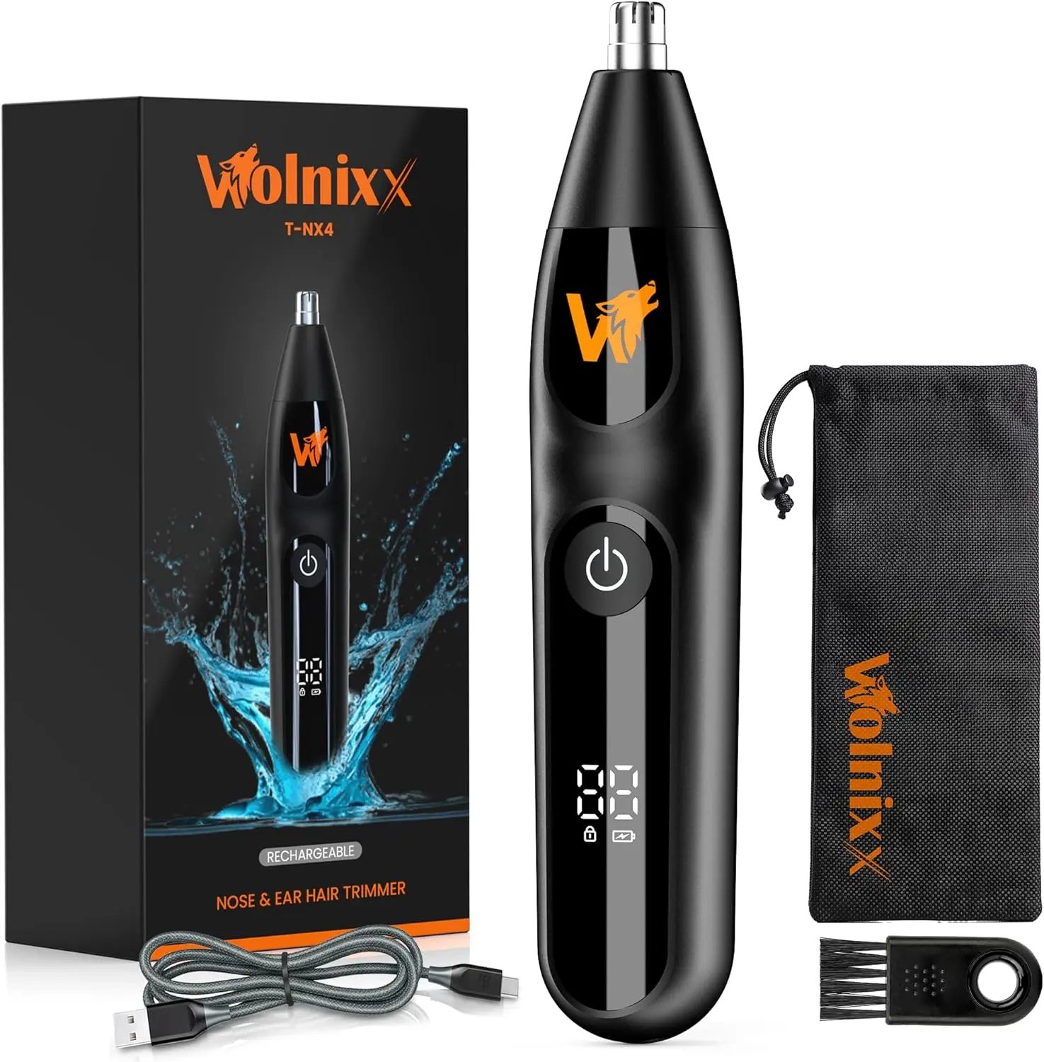 Men's Electric Nose and Ear Hair Trimmer - 8000 RPM Powerful Motor, Wet/Dry Usable, USB Rechargeable, Portable Personal Care Grooming Tool with Travel Lock