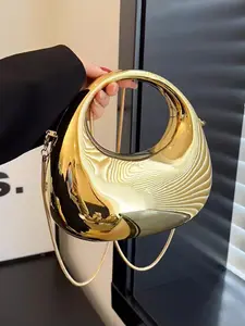 Sweet Cool Mini Acrylic Bag, Design Sensible Small Wallet, Single Shoulder Crossbody Chain Coin Accessory, Candy Color Shell Glossy Moon Box Party Handbag