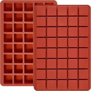 2 Pack Square Silicone Chocolate Molds, 40-Cavity Candy Molds, Mini Ice Cube Moulds for Caramel, Truffles, Hard Candy, Praline, Gummy, Brownie, Jello Puyeipt