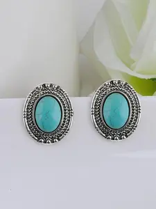 Vintage Natural Stone Earrings, Tibetan Silver Color Studs, Elegant Boucle D'oreille Design, Perfect Women's Gift for Valentine's Day, High Quality Earrings, Stud Earring Jewelry