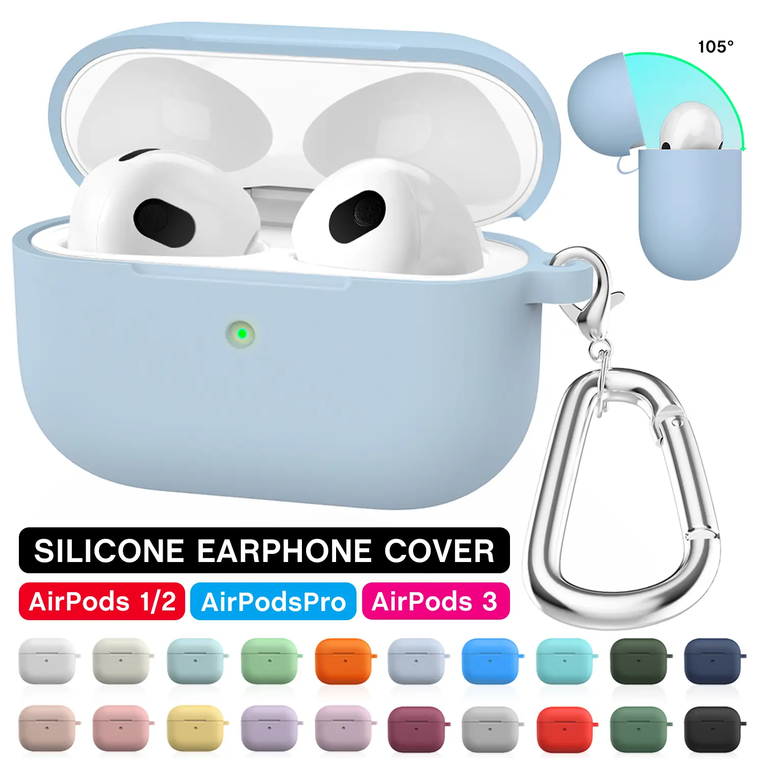 Headphone Case for AirPods 1/2/3/Pro, Business Fashion Durable Protection Cover with Shockproof PC Shell, Premium Fabric, Sleek Scratch-Resistant Interior, Keychain Carabiner, Timeless Design, Charging-Compatible (TikTok Shop Back to School)