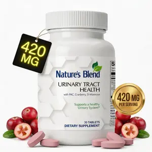 Nature's Blend Flush Bacteria Natural Sugar-Free 420mg D-Mannose & Cranberry for FAST UT Defense (30ct Gluten-Free)&mothersdaygift