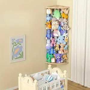 Space Saving Corner Stuffed Animal Storage Rack, 1 Count Adjustable Length Wall Mounted Stuffed Animal Storage Rack, Home Organizer for Game Room Bedroom【Without Toys】