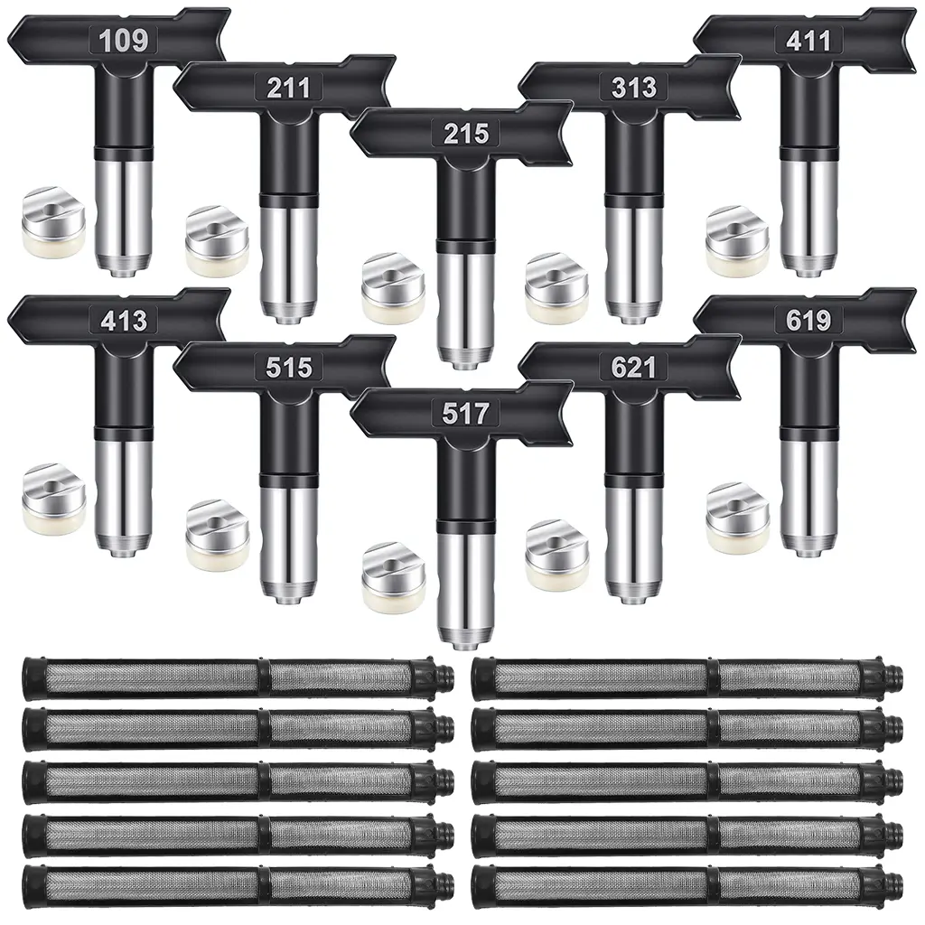 20 Piece Spray Nozzle Set Includes 10 Airless Paint Sprayers, 10 Dual-Sided Filter Guns, Ideal for Spray Gun Accessories, Spray Nozzle Tips, Atomization Nozzle Tips, Spray Nozzle Kit, Sprayer Nozzles