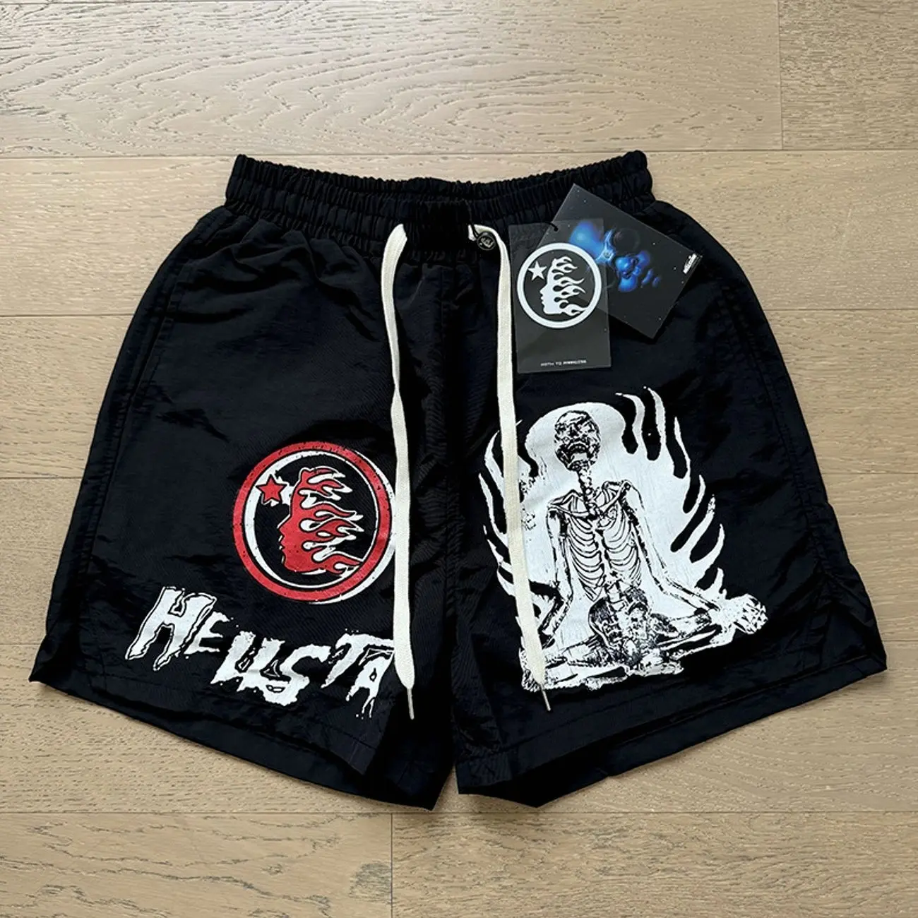 HELLSTAR Letter Star Graphic Sweat Shorts 100% Cotton Loose Oversized Y2K Vintage Wash Breathable Athletic Running Casual Beach Shorts Streetwear Bottoms Men Women Unisex