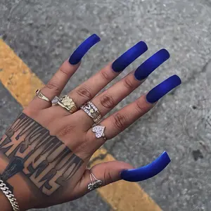 20pcs Long Curved Fake Nails Set, Deep Gradient Fashion, Includes Jelly Glue & Nail File, Nail Kit Set, Perfect for All Girls and Ladies Daily Wear