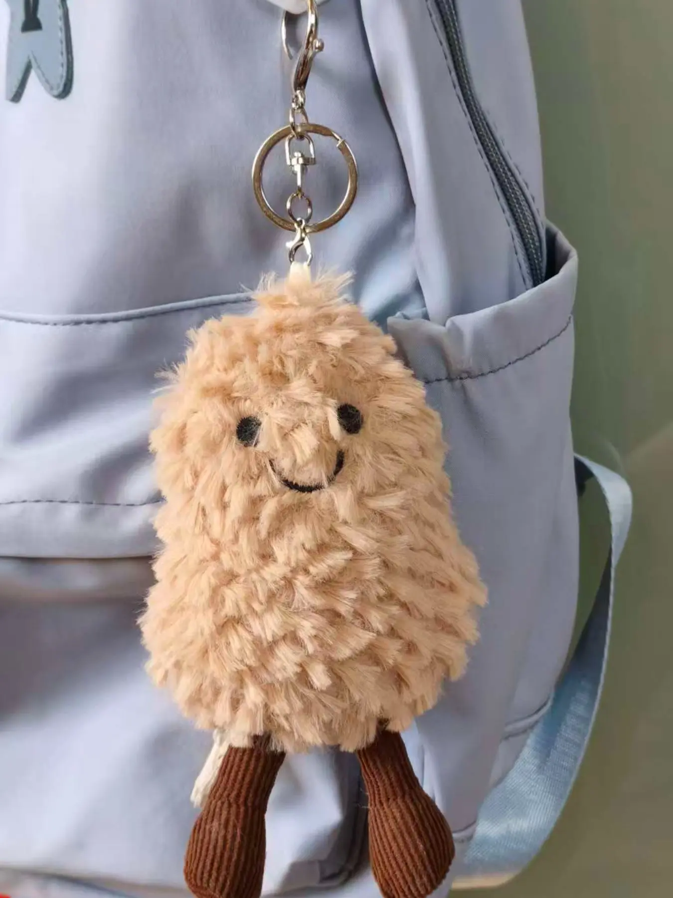 Handmade Creative Peanut Doll Keychain, Cute Fluffy Stuffed Animal Soft Plush Peanut Toy, Unisex Decoration, All Seasons, Plain Pattern, Key Charms, No Ca Prop 65