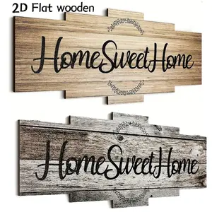 Wooden Wall Sign, Rustic Farmhouse Design Letter Pattern Wall Decorative Sign, Vintage Wall Decor for Home Living Room Bedroom, Welcome Sign
