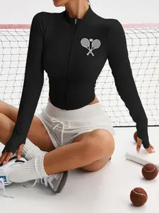 Women's comfortable sports jacket with zipper closure, long sleeve design suitable for sports wear, and versatile style for daily use