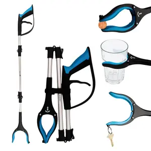 LIFE WORKS Aluminum Reacher Grabber Tool - 360° Rotating Head, 36" Lightweight Foldable Arm, Ergonomic Grip, 4.5" Wide Jaw, Portable Mobility Aid Picker Upper for Seniors (1 Pack)