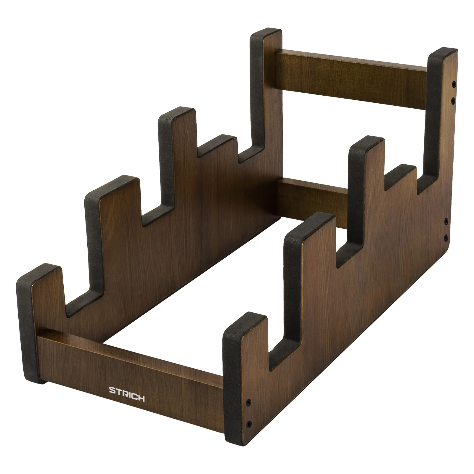 STRICH Wooden Guitar Stand for Multiple Guitars, 3-Holder, Front Display Space-Saving Floor Guitar Rack for Home, Studio, Stage, Walnut Color, GS-2W(For 2 Electric+1 Acoustic)