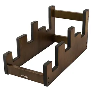 STRICH Wooden Guitar Stand for Multiple Guitars, 3-Holder, Front Display Space-Saving Floor Guitar Rack for Home, Studio, Stage, Walnut Color, GS-2W(For 2 Electric+1 Acoustic)