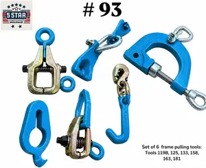 Set#93 6 pc Auto Body Frame Machine Pulling Puller Chain & Clamps Set w/ Hooks