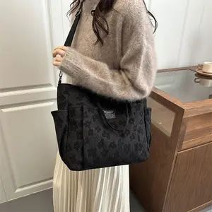 Large Capacity Shoulder Crossbody Handbag Mom Bag, Fashion Simple Casual Shopping Travel Bag, Vintage Floral Diaper Bag for Baby Bottles