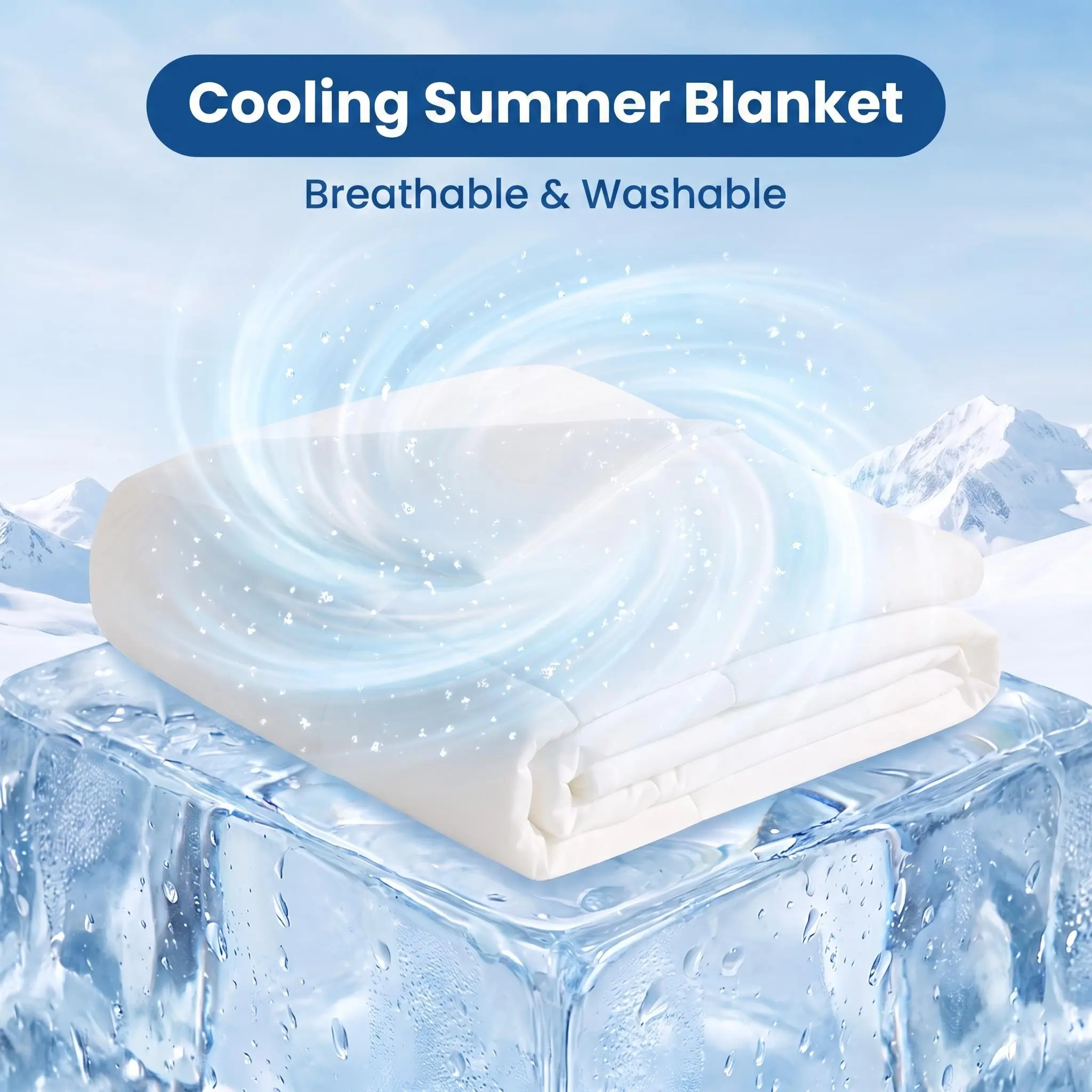 Bedsum Cooling Tech Fabric Comforter for All‑Season Hot Sleepers, Q‑Max 0.45 Ice Silk Cold Touch Comforter, Breathable Lightweight Double‑Sided Summer Blanket for Night Sweats