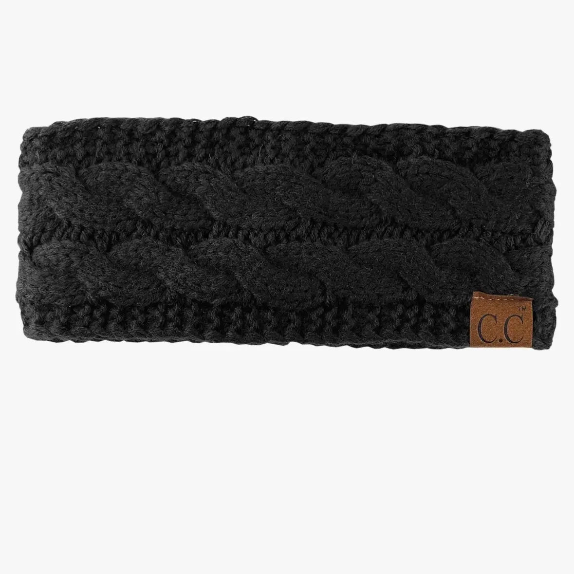 Cc Black Knitted Headband - Warm Fuzzy Inside, Durable Material, Ideal for Comfort and Support