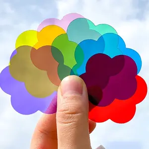 40 pieces of 5 DIY color covering films, transparent color plastic sheets, PVC transparent string lights, transparent teaching reflective filters (stars, moon, round, square flowers)