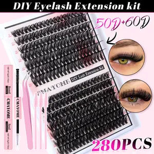 GMAYOME DIY Lash Clusters Kit - Soft Fluffy Long-Lasting Lashes with Glue Remover & Tweezer for Beginners Easy At-Home Application - Eyelash Set