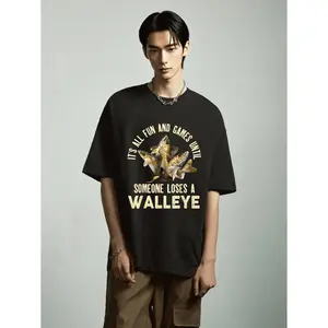 Funny Walleye Fishing T-Shirt - "It's All Fun Until Someone Loses a Walleye" White Tee with Golden Lettering - Soft Crew Neck Short Sleeve Shirt for Anglers