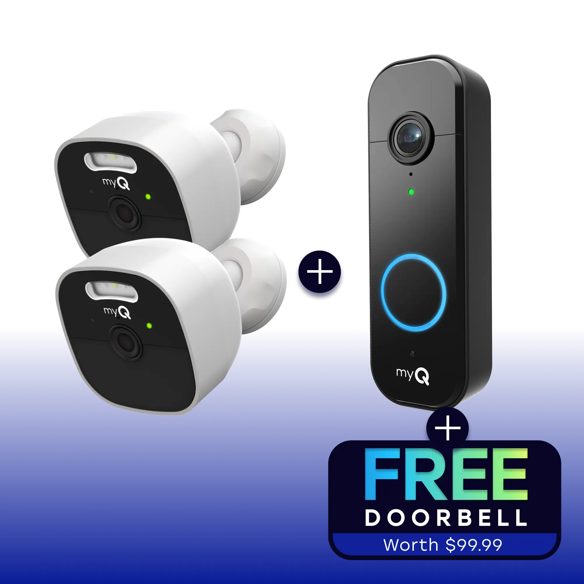 myQ Outdoor Battery Camera 2-Pack + Get a FREE Video Doorbell (Limited Time)