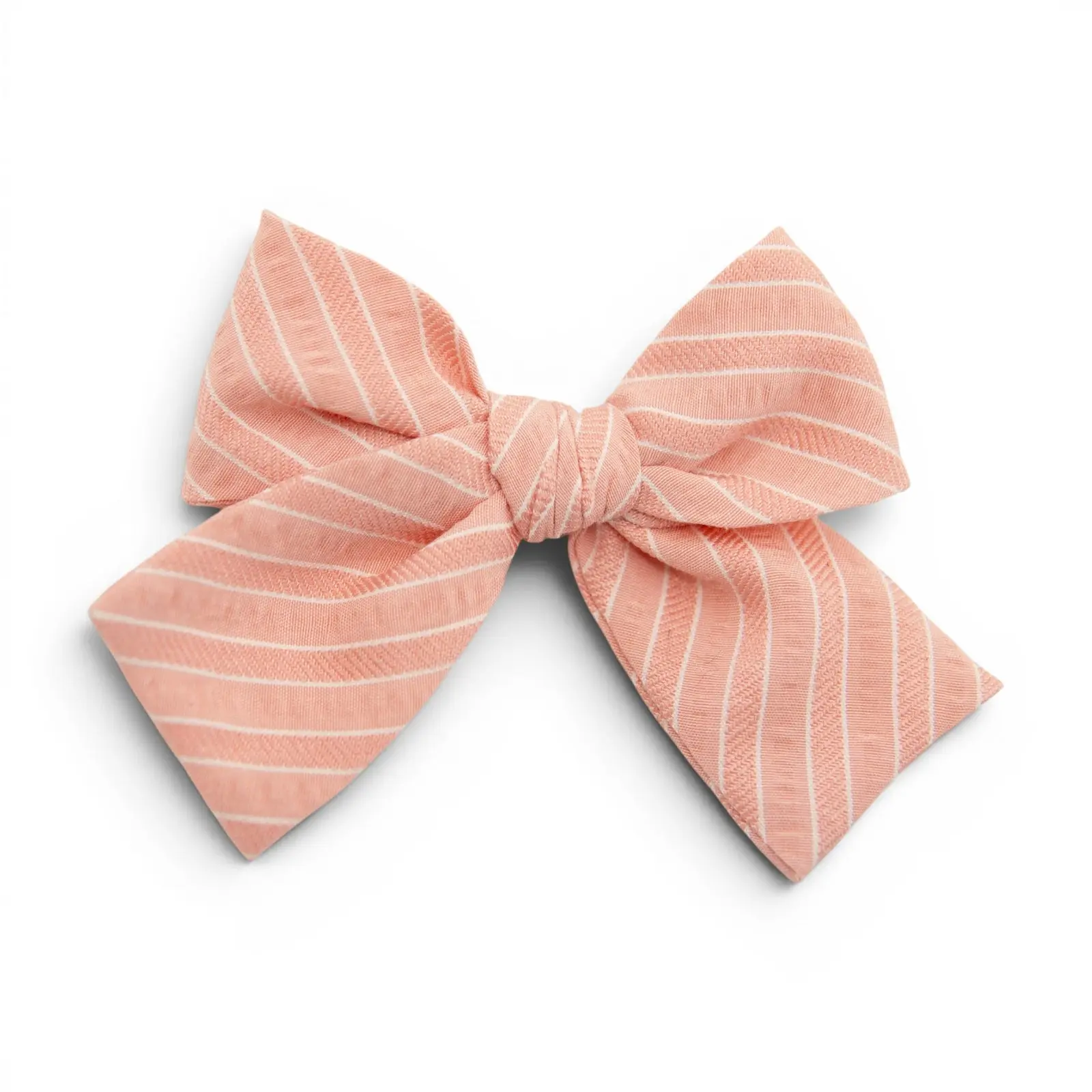 Coral Stripe - Petite Hair Bow