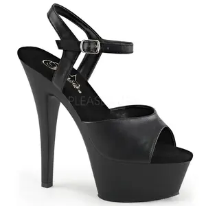 6 Inch Heel KISS-209 Black Pu High Wedge Heels Pleaser Heels