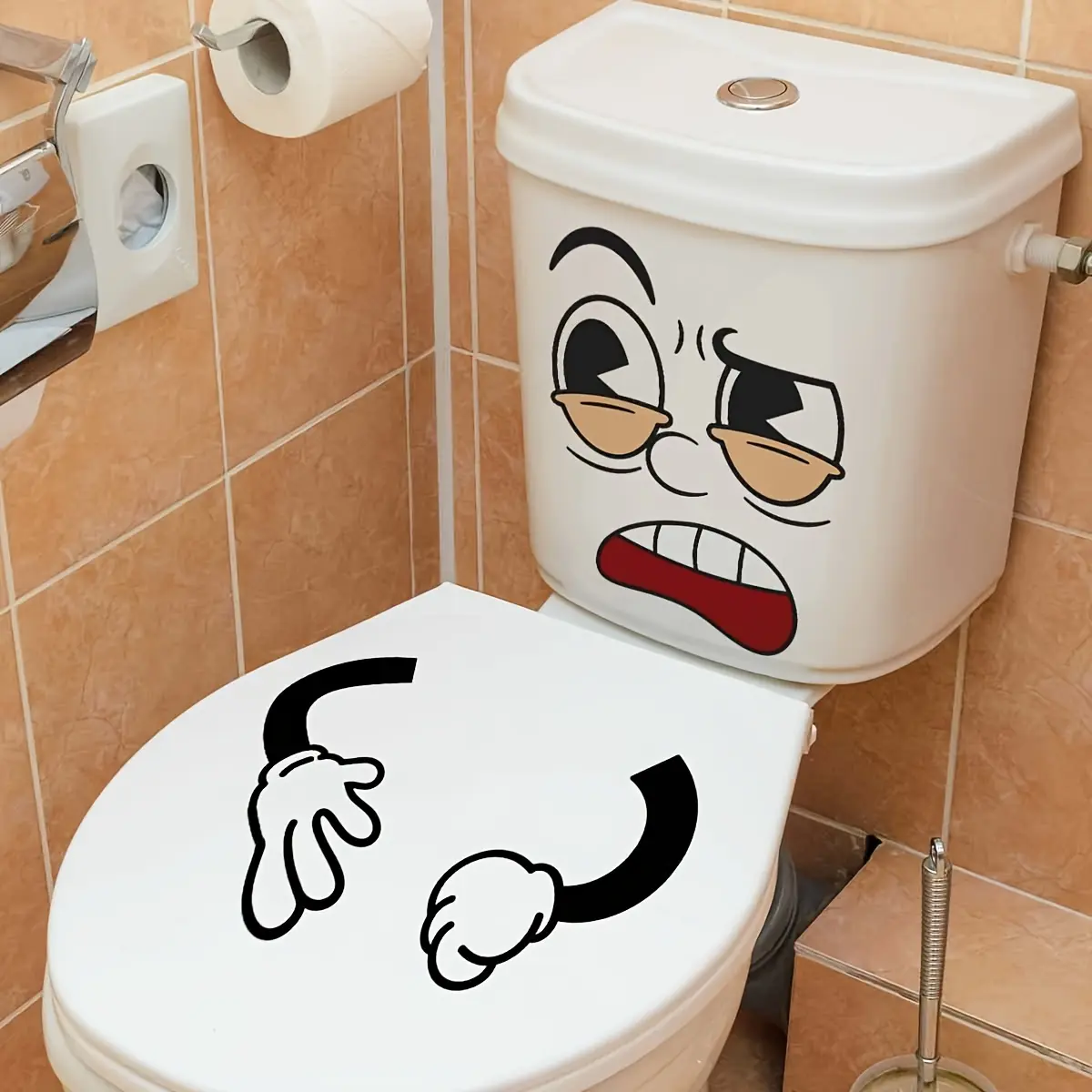 (30*40cm) creative emoji toilet sticker, bathroom toilet decoration sticker, Bathroom Decorations, Bathroom Decoration Accessories, Bathroom Decor Supplies, Bathroom Accessory, self-adhesive MS9028-YJ