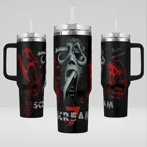 Ghostface Scream 7 Tumbler 40oz 20oz Movie Custom Cup 40 oz Tumbler With Handle, Tumbler 20oz No Handle, Gifts For Fans