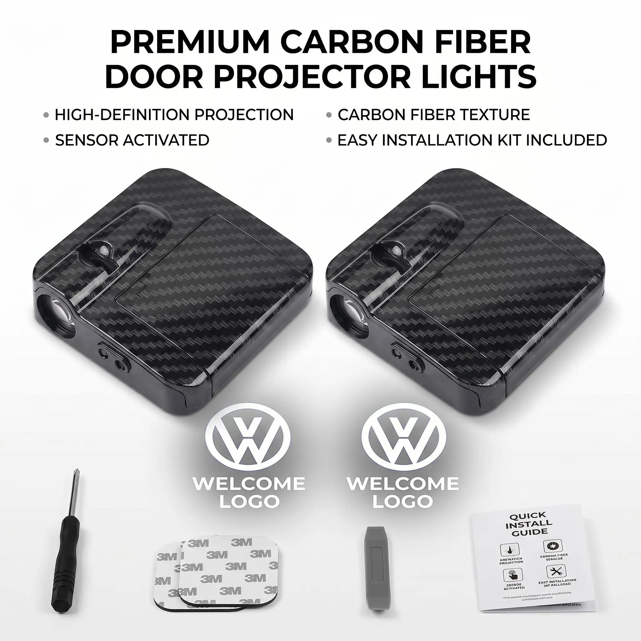 Wireless Car Door Welcome Light LED Logo Projector Infrared Sensor Auto Courtesy Lights No Wiring Easy Install Car Accessories Door Open Warning Light for SUV Sedan Truck Cool Car Decor
