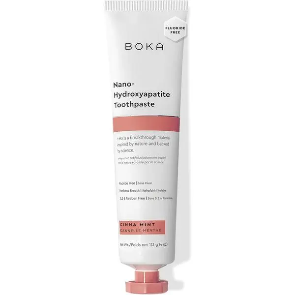 Boka Toothpaste - Fluoride Free Toothpaste, Nano Hydroxyapatite Toothpaste | Appropriate for Sensitive Teeth - Adult Oral Care - Cinnamon Mint - 4 Oz, 1PK
