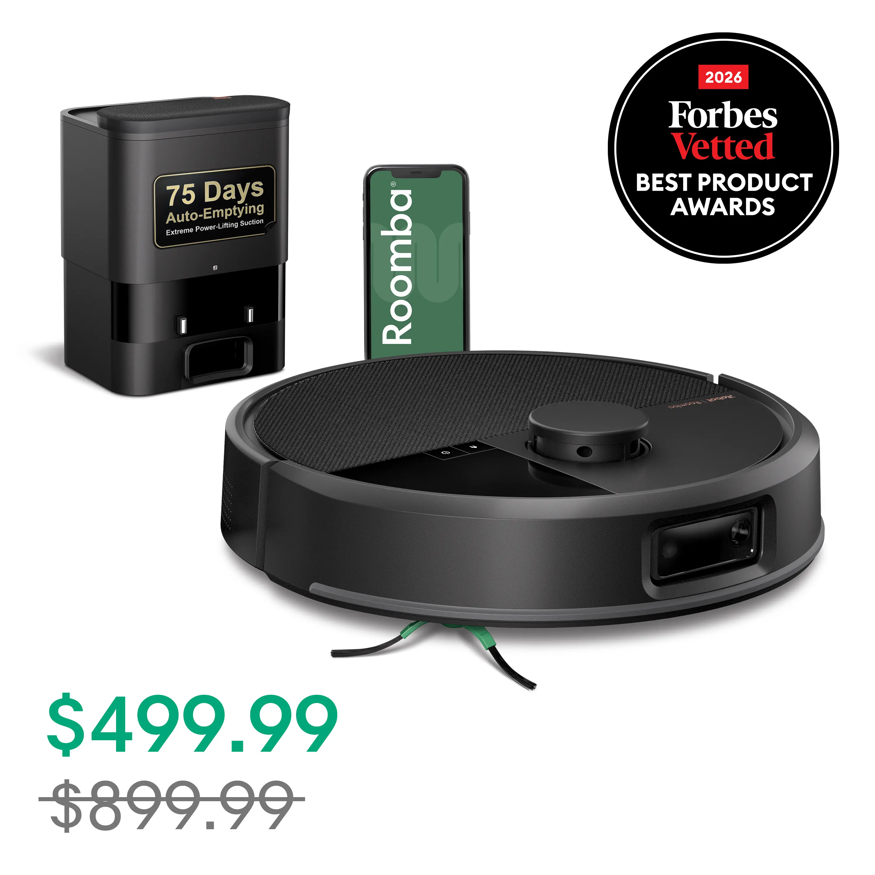 Roomba® Max 705 Vacuum Robot + AutoEmpty™ Dock – 180X Extreme Suction, Anti-Tangle Dual Rubber Brushes, ClearView™ Pro LiDAR, and Advanced Dirt Detect - up to 75 Days of Hands-Free Deep Cleaning