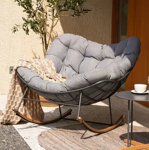 (flash sale home items)Extra-large outdoor rocking chair, electrophoretic coated, with a thick, extra-large seat cushion, suitable for outdoor rocking chairs/recliners on patios and porches.
