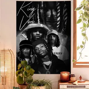 60in x 40in   tapestry  tapestry  Rapper K-King V-Vons Cartoon Tapestry Art Science Fiction Room Home Decor Wall Hanging Sheets  poster  home decor banner wall art bedroom