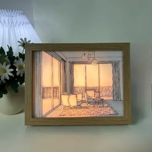 LED Light Art Frame, Adjustable Three-Color Lighting, Modern Rectangular Design, Ideal Bedroom Living Room Decor, Perfect Gift