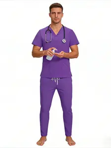 Multicolor Unisex Minimalist M-edical Scrubs Scrub Top Clothing Short Sleeve Pharmacy Nurse Uniform Hospital Doctor D-ental S-urgical Workwear Clothes