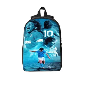 Diego Maradona Napoli 17" Laptop Backpack, Durable Polyester with Breathable Shoulder Straps, Two-Way Zippers & Side Pockets, Ideal for School, Travel & Football Fans