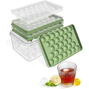 Tray with Lid and Bin,Ice Tray,62 Round Ice Trays for Freezer,  Plastic  Molds, Easy Release Ice Ball Maker, Stackable Ice Molds for , , Coffee