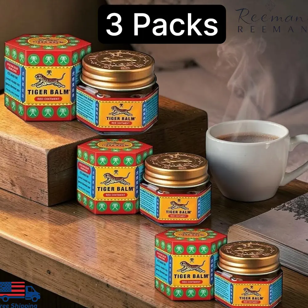 Tiger Balm Red Extra Strength Body Balm - Health & Wellness Therapy, Relaxing High Menthol Relief for Sore Muscles, Camphor, Menthol, Naturally Derived Cajuput Oil, 3-Pack 0.71 oz (21ml) Jars, Herbal Aromatic, Moisturizing Body Care